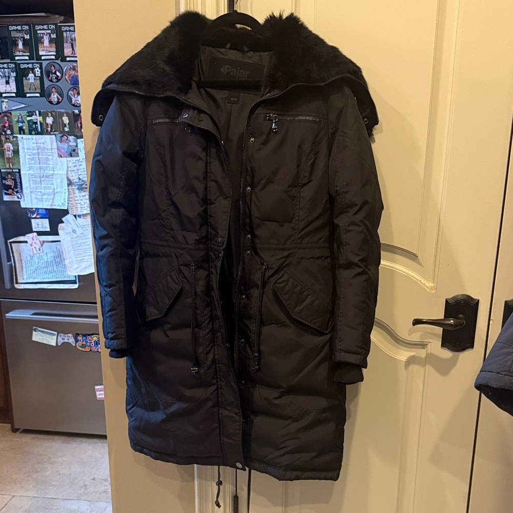 Pajar Women's Dark Puffer Jacket with Fur Collar